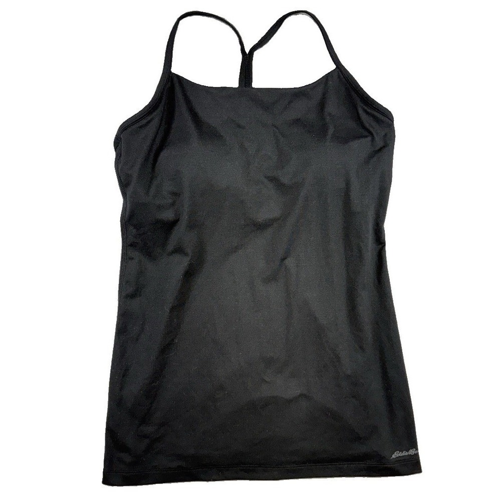 Eddie Bauer Black FreeDry Tank Top Y Back Built-In Bra Size Tall Medium Normcore